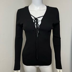 Zara knit sweater blouse lace up details